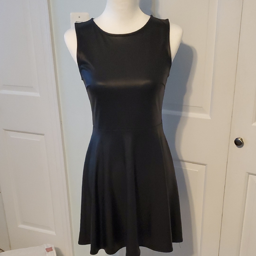 Forever 21 Faux Black Leather Sleeveless Dress Size Small